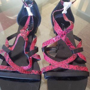 New Aldo Red & Black Snake Sandals